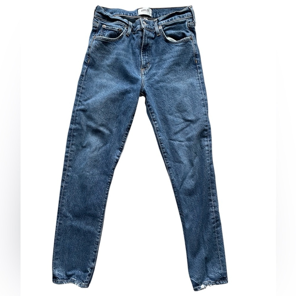 Agolde Straight Leg Jeans in Classic Blue Denim